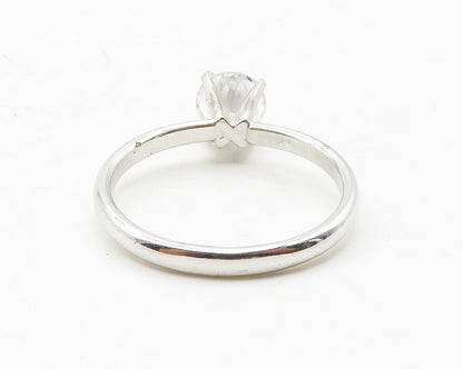 925 Sterling Silver  Prong Set Cubic Zirconia Solitaire Ring Sz 7  RG13655