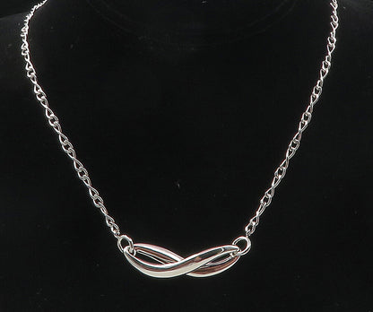 925 Sterling Silver  Polished Infinity Swirl Link Chain Necklace  NE1921