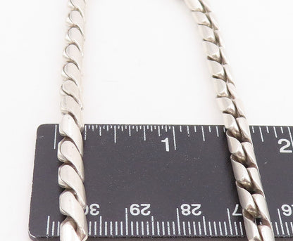 925 Sterling Silver Vintage Necklace Minimalist Solid Curb Link Chain  NE4774