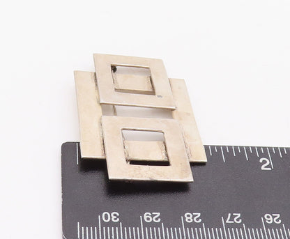 925 Sterling Silver Vintage Brooch Pin Brutalist Cutout Square Design  BP10886