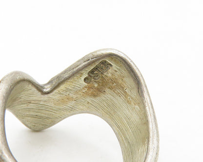 925 Sterling Silver  Vintage Shiny Pointed Design Band Ring Sz 6.5  RG17427