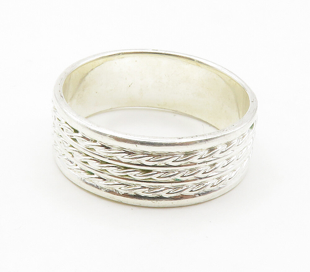 925 Sterling Silver  Shiny Polished Rope Twist Band Ring Sz 9.5  RG15084