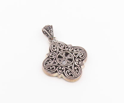925 Sterling Silver Vintage Pendant Intricate Filigree Quatrefoil Cross  PT26402