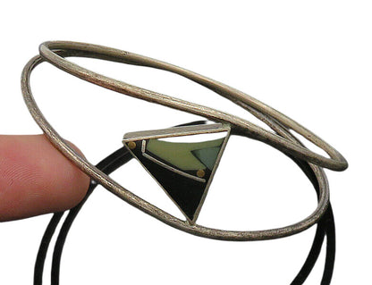 925 Silver  Vintage Black Onyx & Turquoise Modernist Bangle Bracelet  BT9197