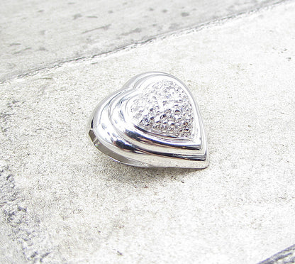 925 Sterling Silver  White Cubic Zirconia Love Heart Slider Pendant  PT1370