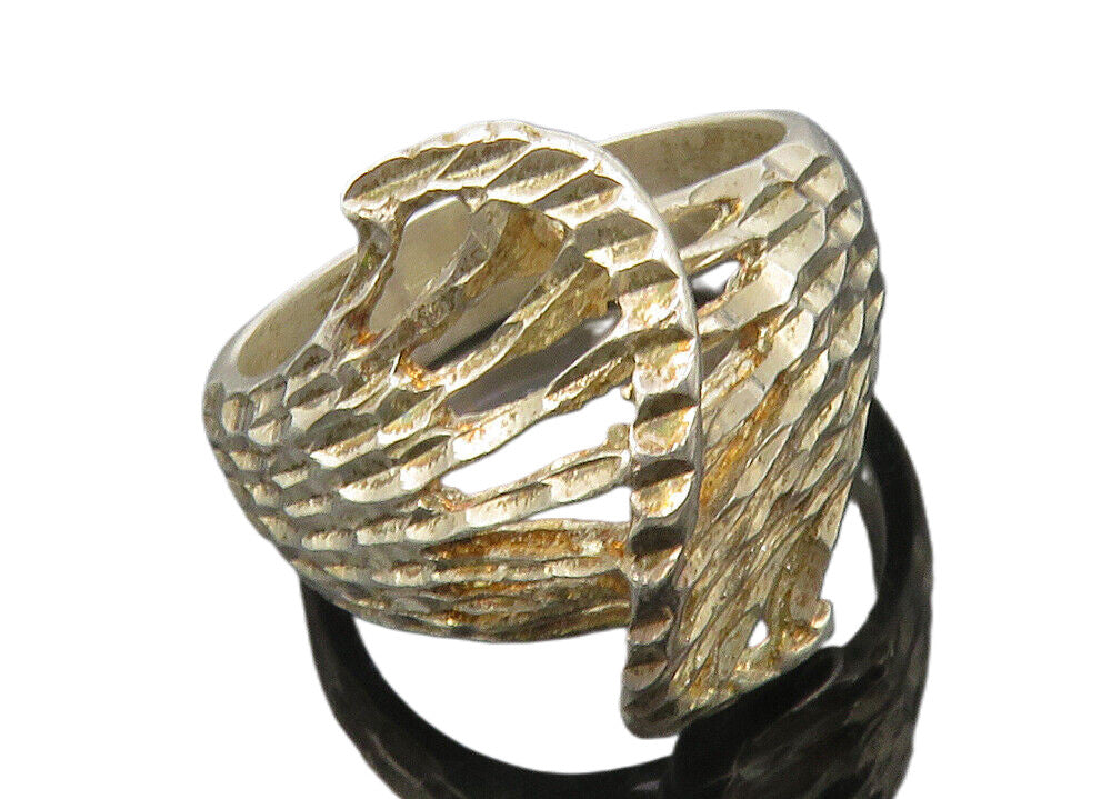 925 Sterling Silver  Vintage Diamond Cut Split Swirl Band Ring Sz 6  RG11693