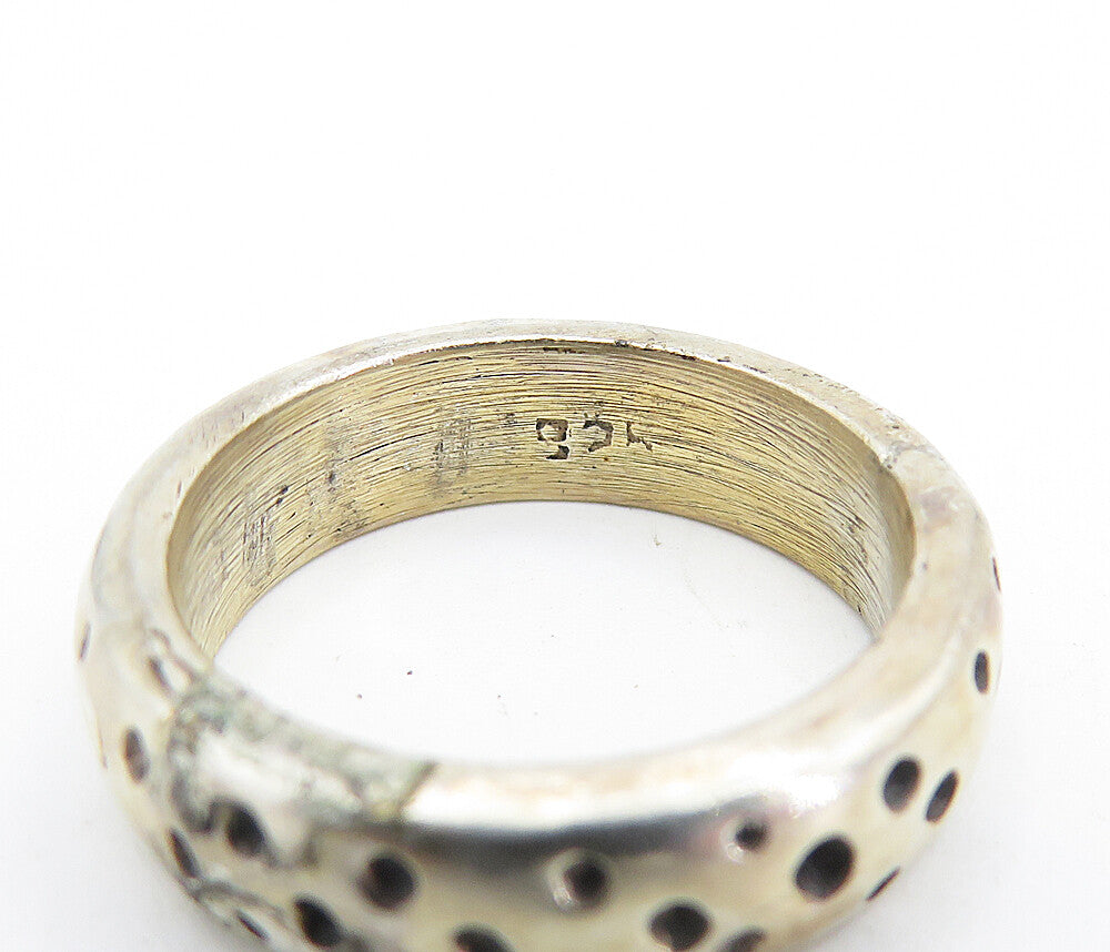 925 Sterling Silver Vintage Dotted Pattern Round Band Ring Sz 6.5 RG6889