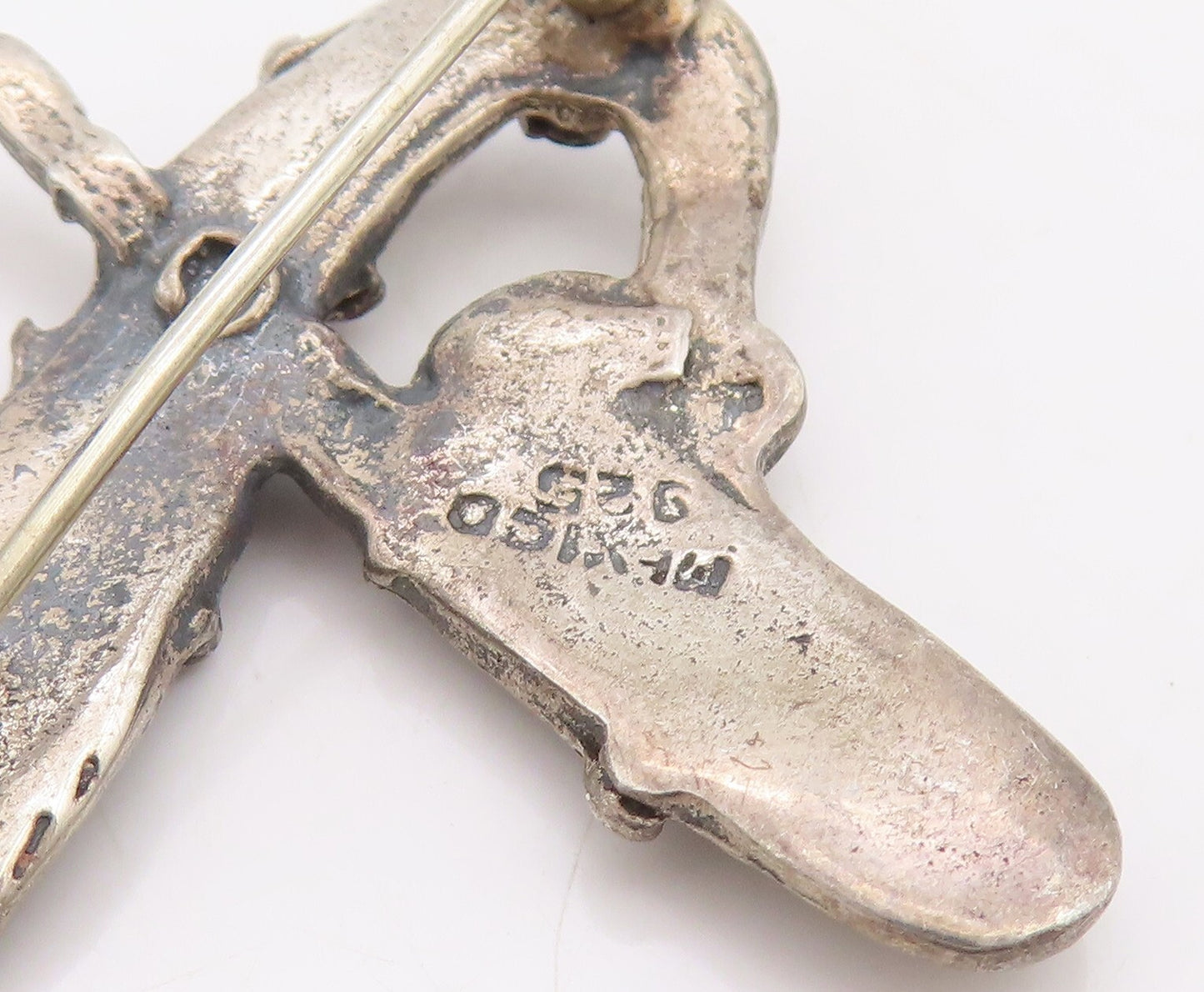 925 Sterling Silver Vintage Brooch Pin MEXICO 3D Miniature Saxophone  BP11211