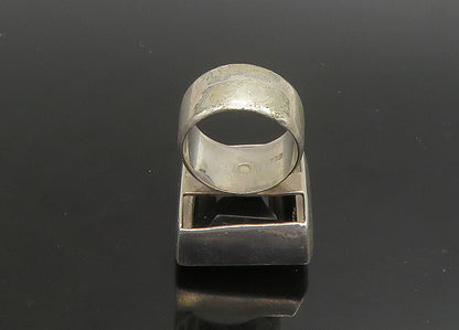 925 Sterling Silver  Vintage Black Spinel Square Cocktail Ring Sz 5  RG23454