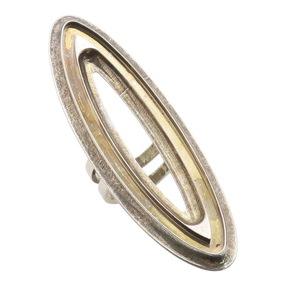 925 Sterling Silver Vintage Ring VIKA Modernist Large Oval Band  Sz 8.5  RG35500