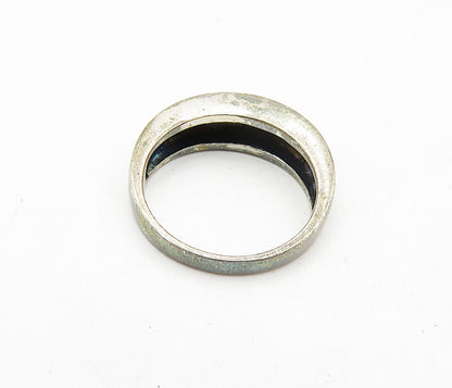 925 Sterling Silver  Vintage Dark Tone Open Greek Key Band Ring Sz 7  RG8815