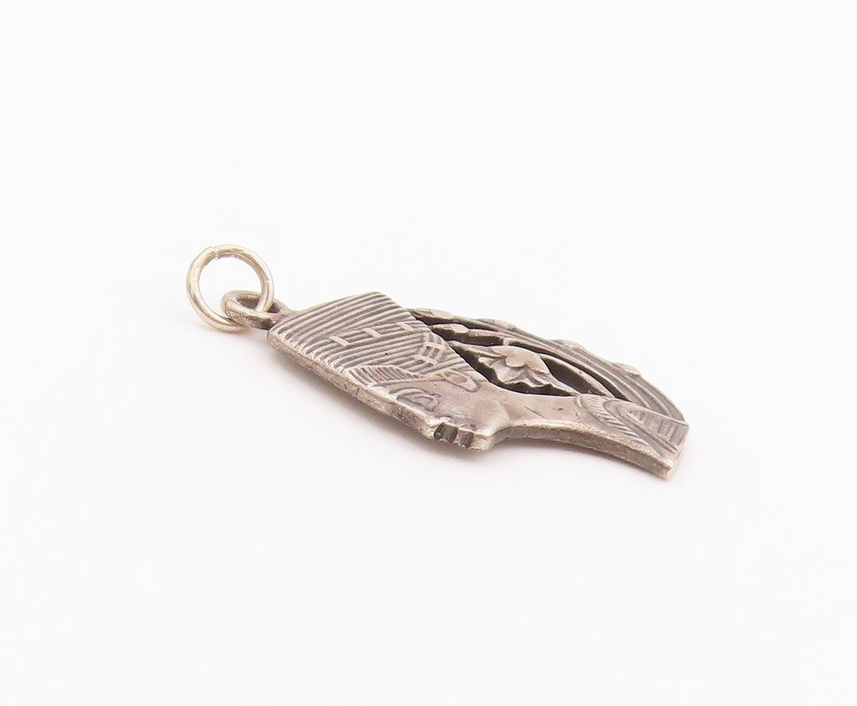 925 Sterling Silver Vintage Pendant Nefertiti Queen Floral Side Profile  PT26380