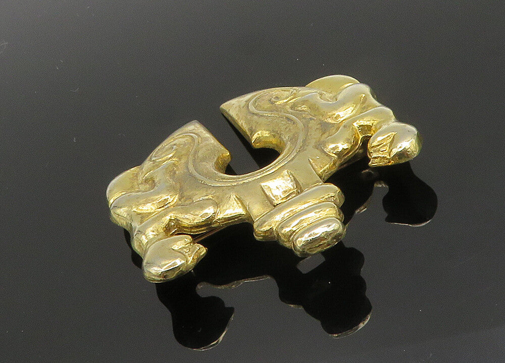 925 Sterling Silver  Vintage Gold Plated Religious Sacrfice Brooch Pin  BP7830
