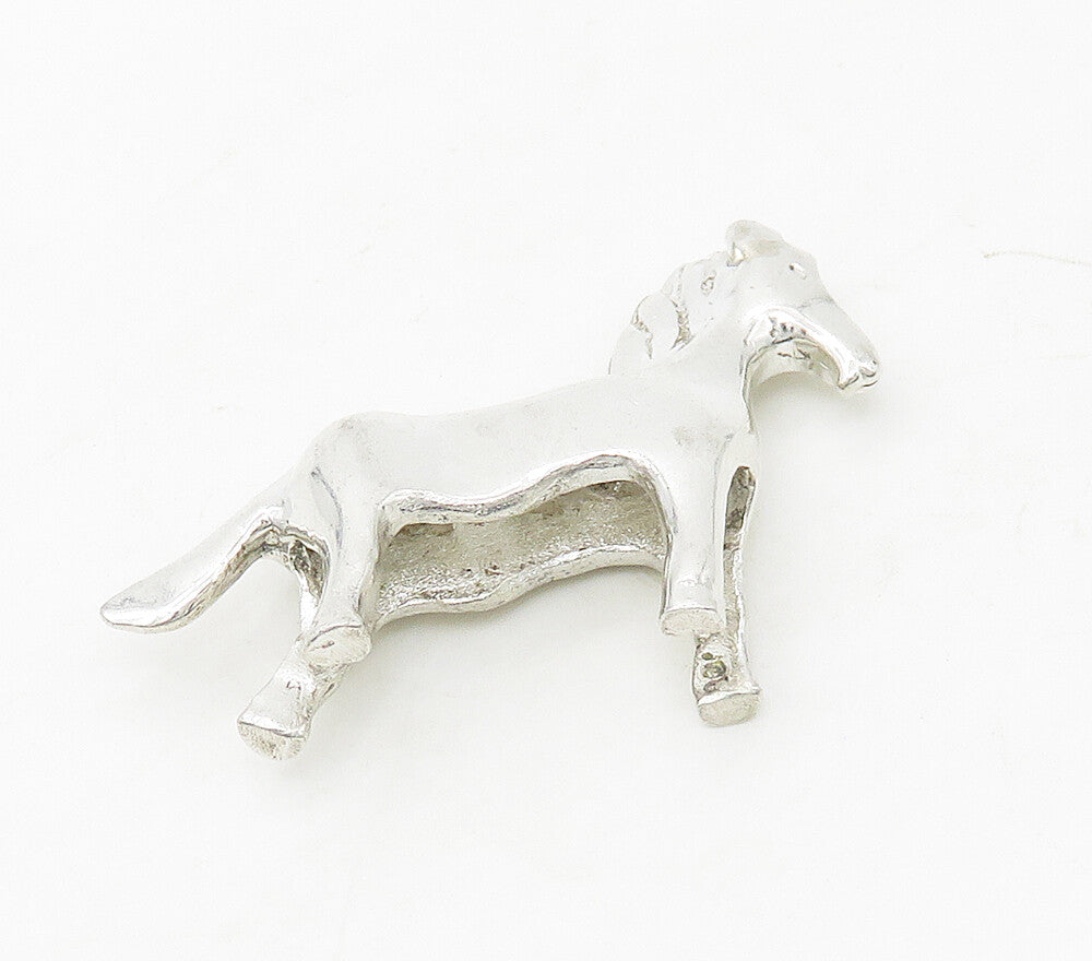 925 Sterling Silver  Vintage Shiny Polished Horse Motif Pendant  PT13457