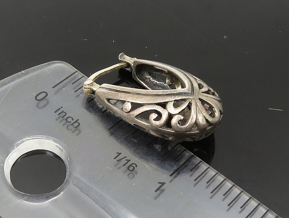 925 Sterling Silver  Vintage Scroll Design U Shape Hoop Earrings EG11532