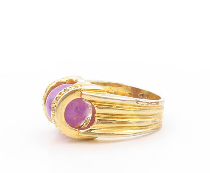 925 Sterling Silver Vintage Ring Gold Plated Designer Amethyst CZ  Sz 9  RG32818