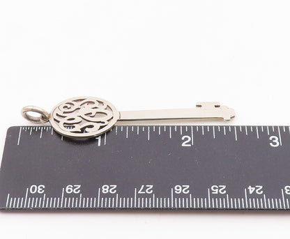 JANE BASCH 925 Silver  Vintage Shiny Cutout Detail Key Motif Pendant  PT14593