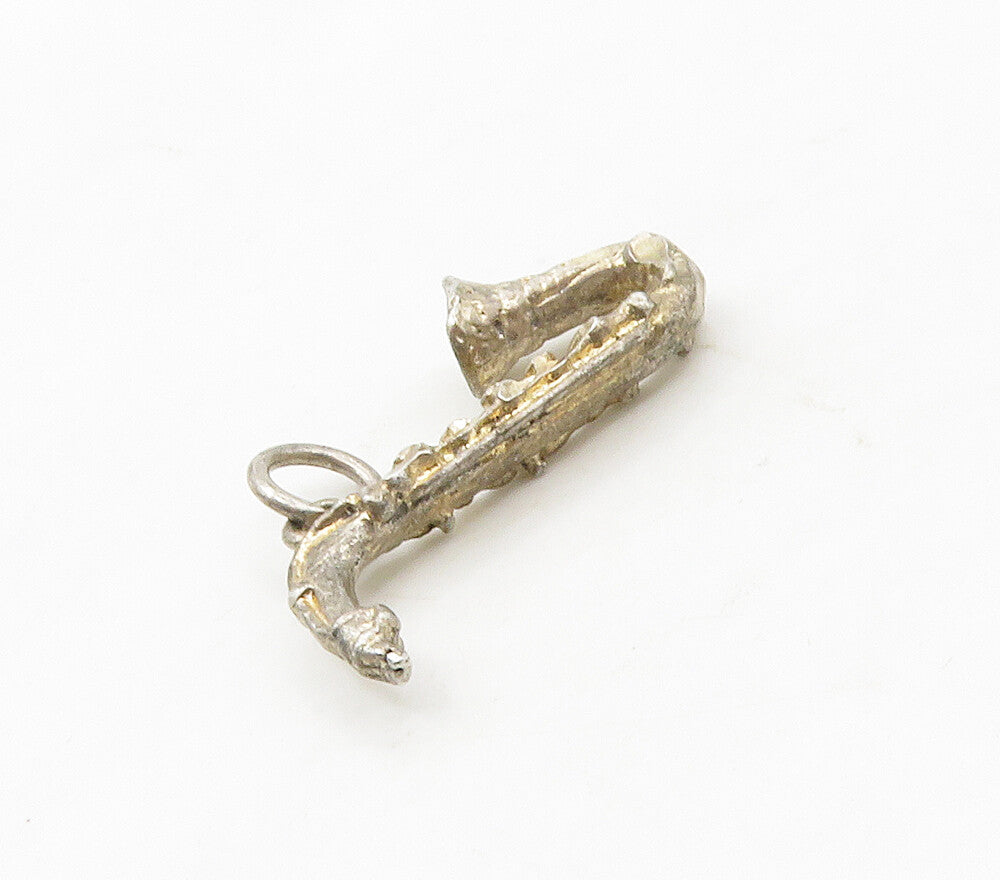 925 Sterling Silver  Vintage Petite Saxophone Instrument Motif Pendant PT13247