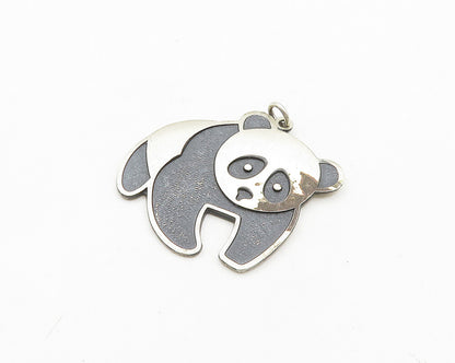 BELL 925 Silver  Vintage Two Tone Oxidized Panda Bear Motif Pendant  PT15462