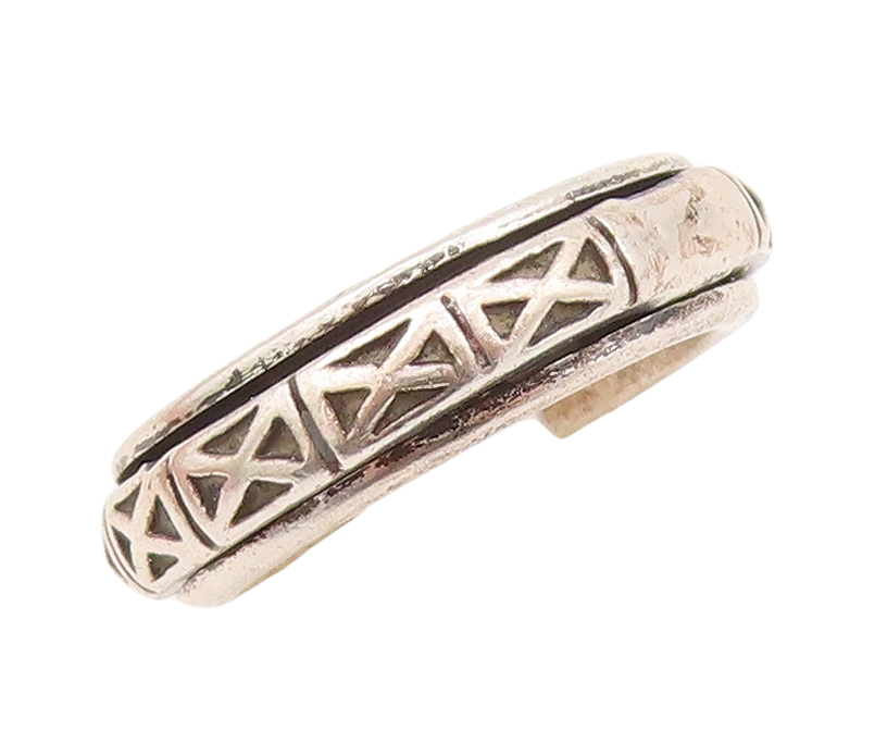 925 Sterling Silver Vintage Ring Minimalist Solid Carved 'x'   Sz 5.5  RG29097