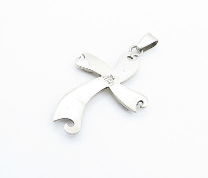 MEXICO 925 Sterling Silver Vintage Multi Stone Religious Cross Pendant PT4337