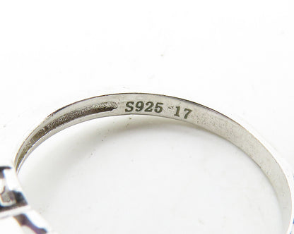 925 Sterling Silver  Amethyst & Topaz Love Heart Band Ring Sz 6.5  RG18909