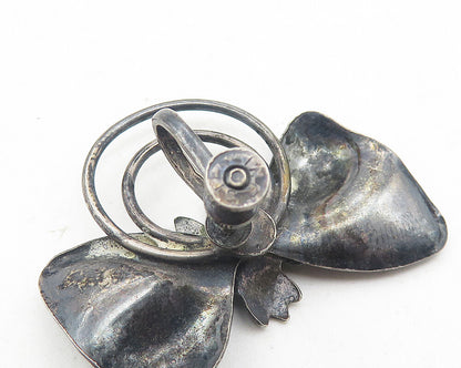 925 Sterling Silver  Vintage Antique Flower Bow Non Pierce Earrings  EG5965