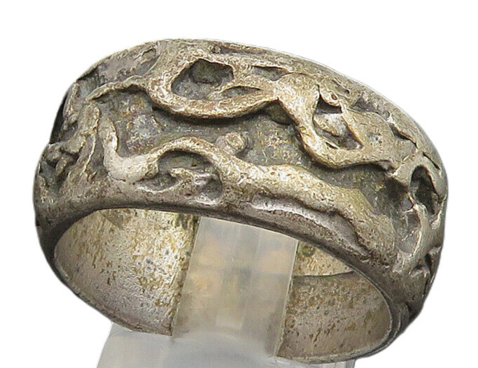 GUSTERMAN 925 Silver  Vintage Oxidized Modernist Band Ring Sz 10  RG24813