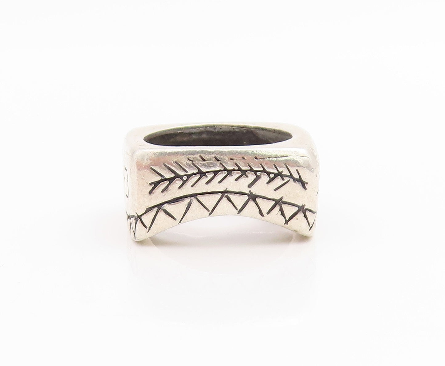 925 Sterling Silver Vintage Ring Aztec Geometric Pattern Signet  Sz 6  RG33773