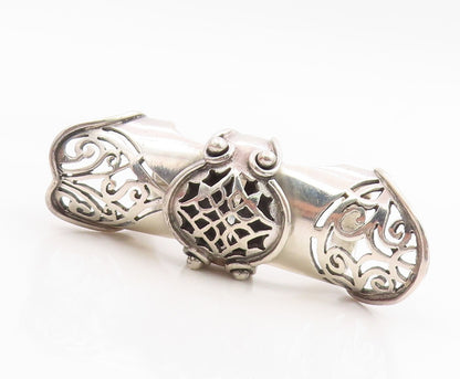925 Sterling Silver Vintage Ring Gothic Web & Swirl Knuckle Band  Sz 7  RG35316