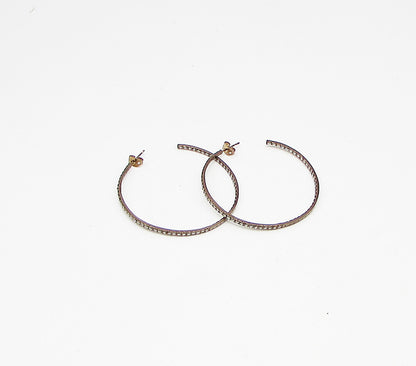 Rose Gold Over 925 Silver  White Cubic Zirconia Stud JHoop Earrings  EG1877
