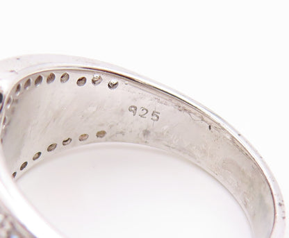 925 Sterling Silver Vintage Ring Modernist CZ Abstracr Wrap Band  Sz 7  RG35637