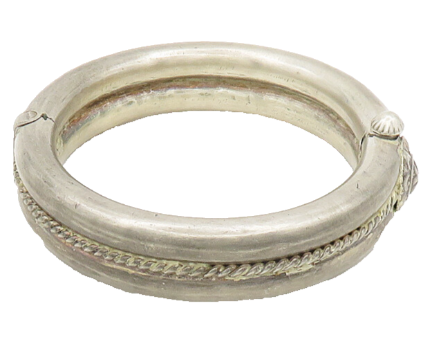 925 Sterling Silver  Vintage Antique Ribbed Twist Bangle Bracelet  BT7471