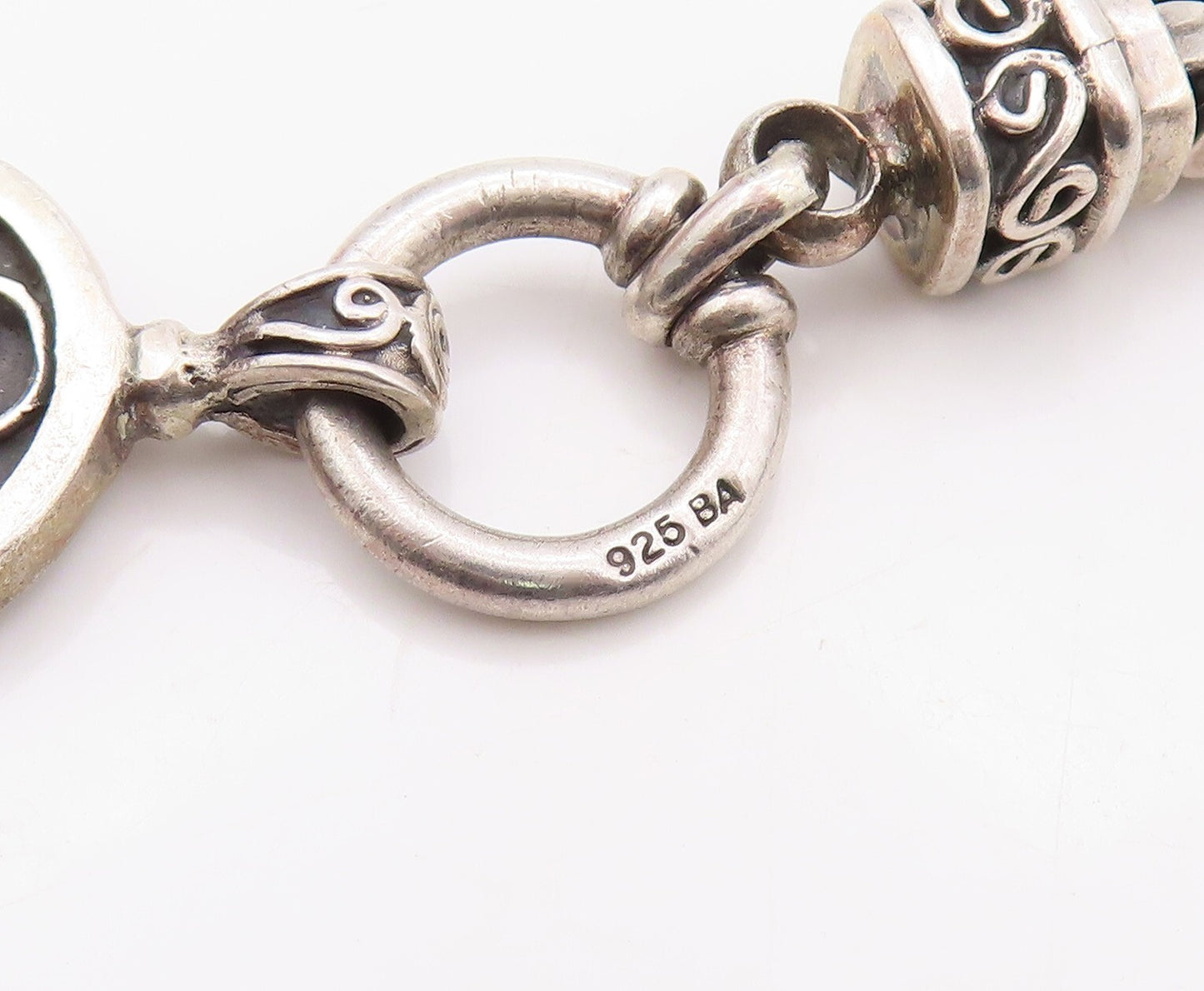 925 Sterling Silver Vintage Bracelet BALI Snail Link Carved Chain  BT10827
