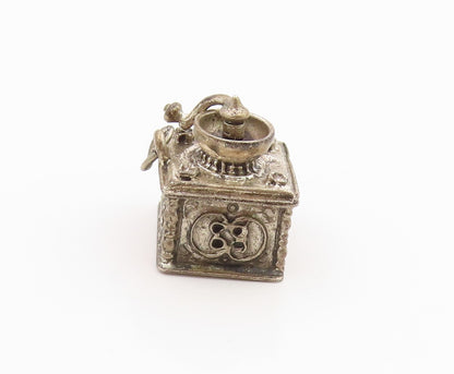 925 Sterling Silver Vintage Pendant BEAU Miniature Coffee Grinder Charm  PT26266