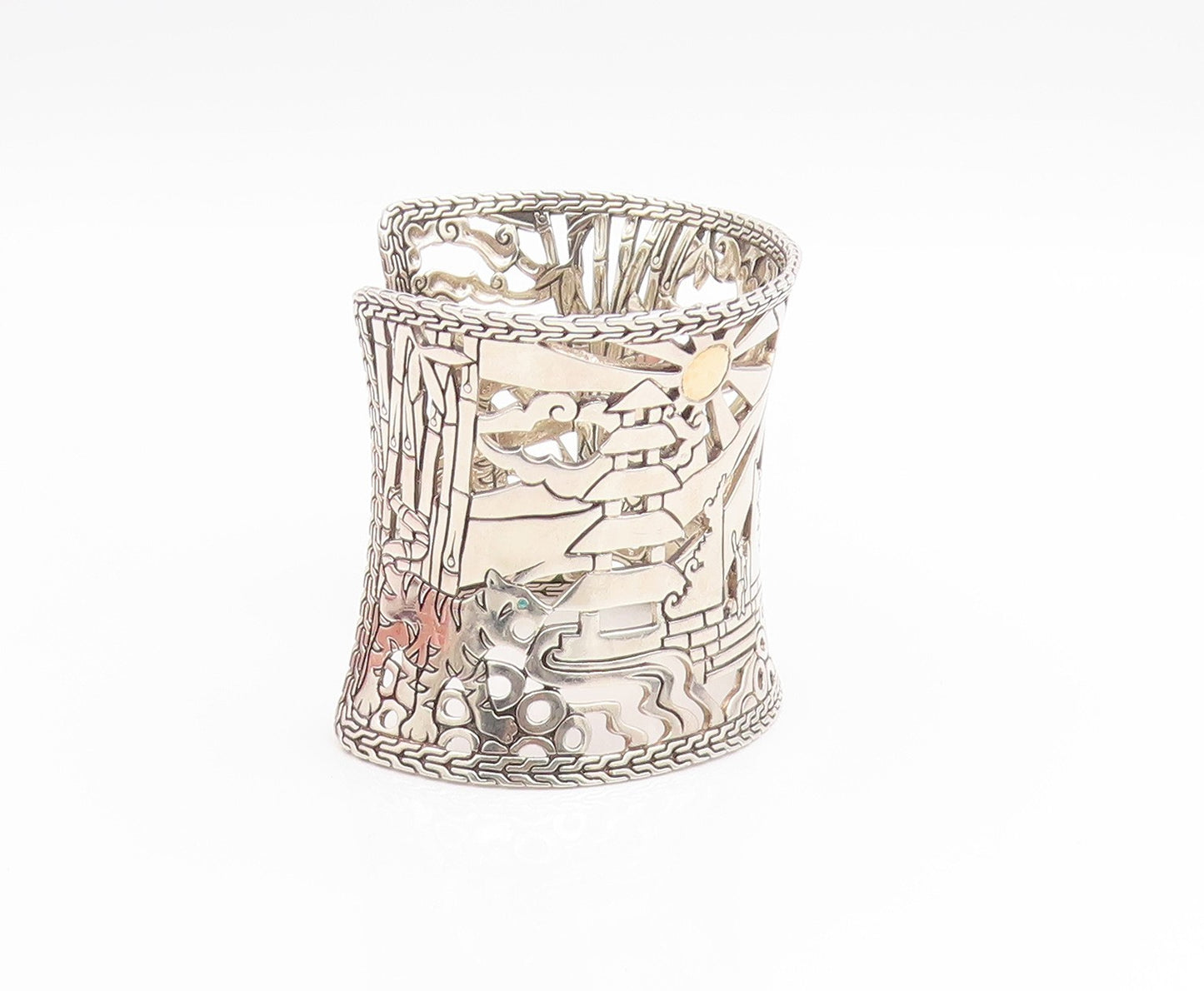 925 Sterling Silver Vintage Bracelet JOHN HARDY Large Macan Rare BT11910