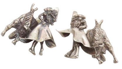 925 Sterling Silver Vintage Earrings Solid 3D Carved Matador  EG13215
