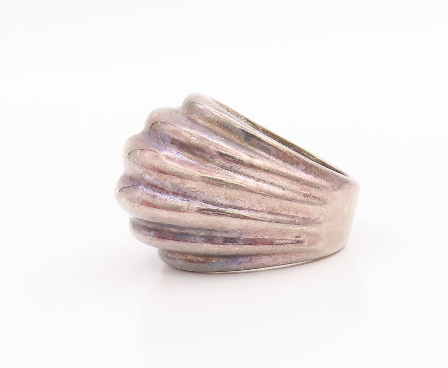 925 Sterling Silver Vintage Ring Antique Dark Tone Grooved   Sz 6  RG33201