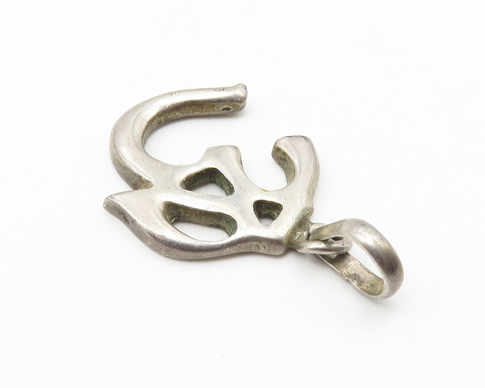 925 Sterling Silver  Vintage Dark Tone Om Spiritual Symbol Pendant  PT8141