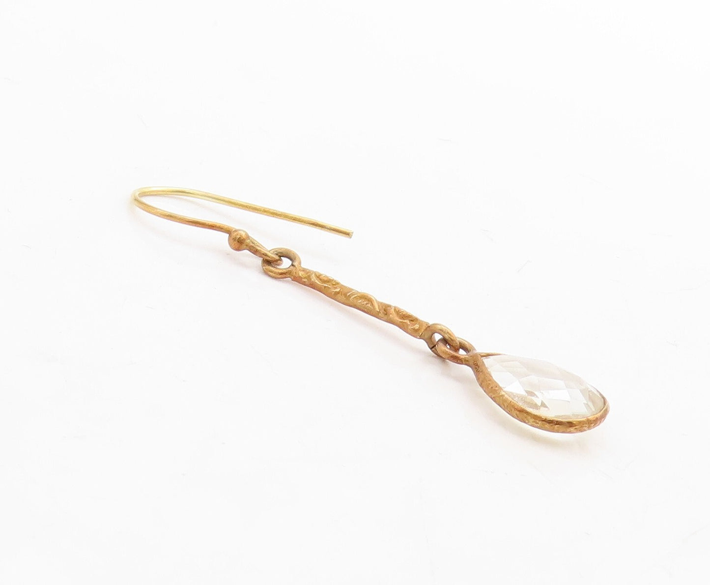 925 Sterling Silver Vintage Earrings Gold Plated Dangling Drop Cut CZ  EG13269