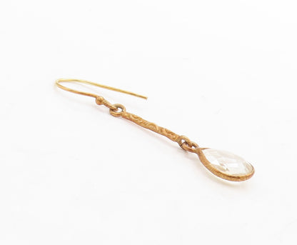 925 Sterling Silver Vintage Earrings Gold Plated Dangling Drop Cut CZ  EG13269