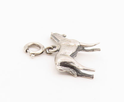 925 Sterling Silver Vintage Pendant Miniature Galloping Horse Charm  PT25958