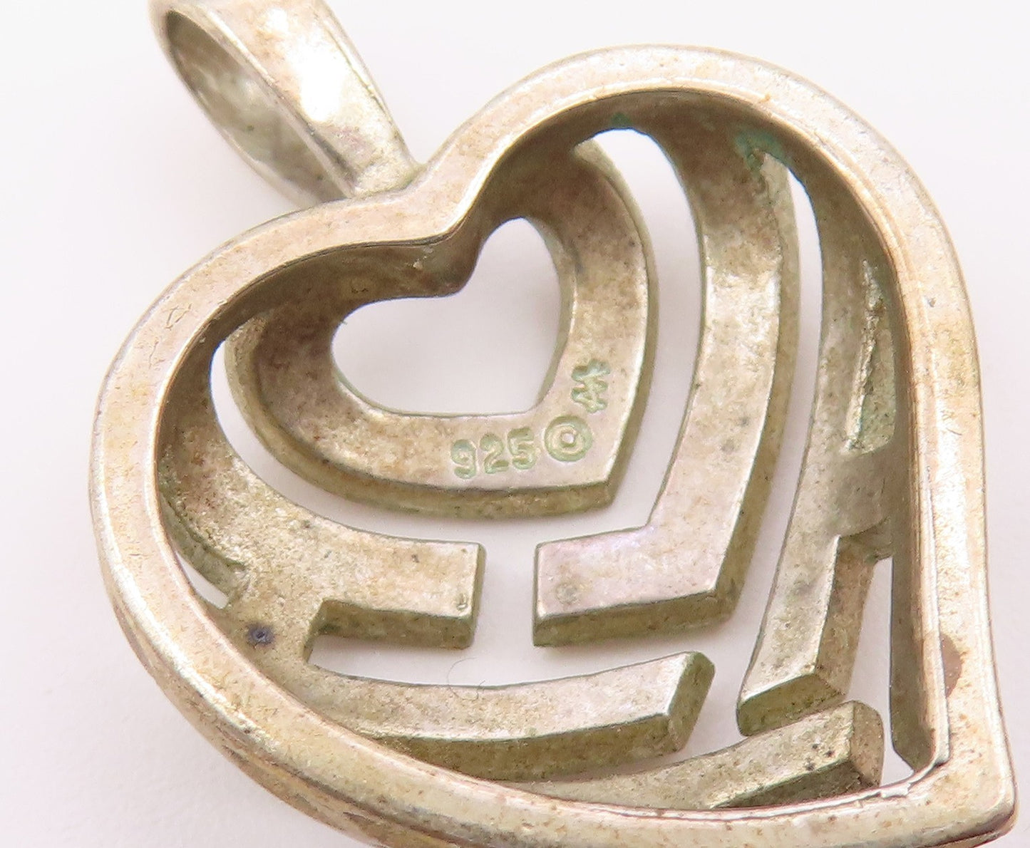 925 Sterling Silver  Vintage Shiny Diamond Cut Love Heart Pendant  PT15804