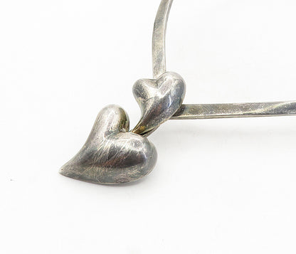 LOS BALLESTEROS 925 Silver  Vintage Oxidized Love Heart Collar Necklace NE1630