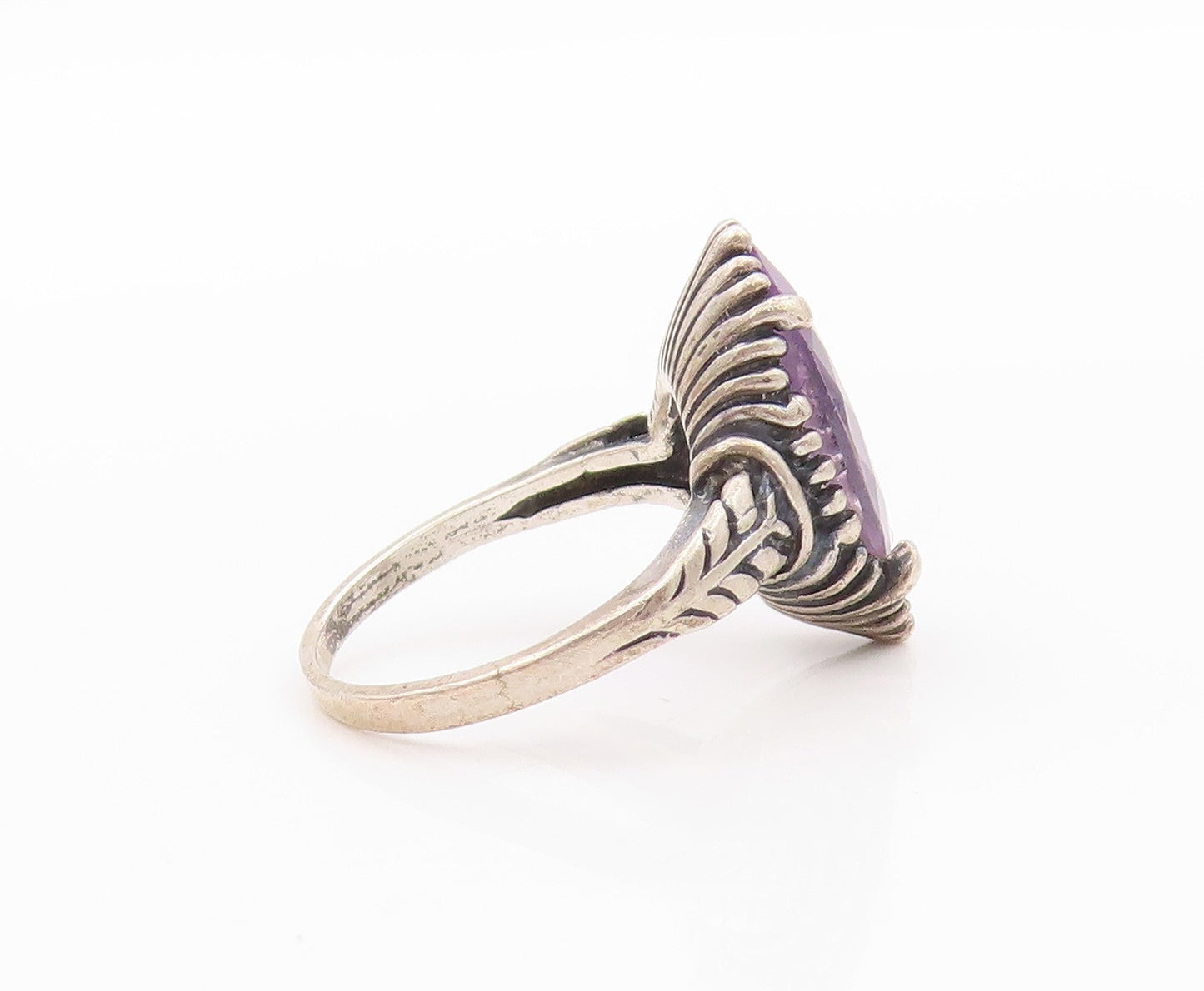 925 Sterling Silver Vintage Ring KABANA Marquise Cut Amethyst  Sz 5  RG32412
