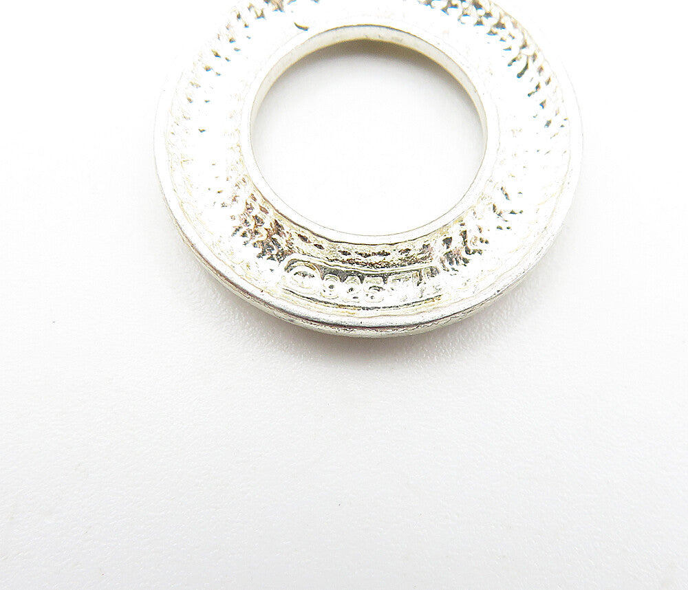 925 Sterling Silver  Vintage Petite Fluted Open Circle Drop Pendant  PT2959