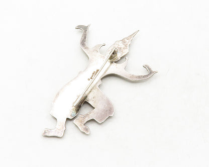 SIAM 925 Sterling Silver  Vintage Dark Tone Etched Dancer Brooch Pin  BP4794