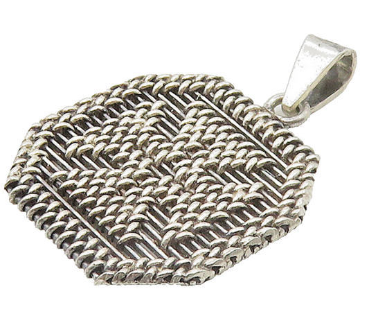 925 Sterling Silver  Vintage Shiny Cross Design Cornered Pendant  PT13361