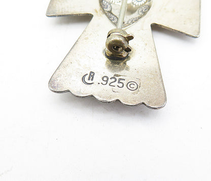 CAROLYN POLLACK RELIOS 925 Silver  Vintage Love Heart Angel Brooch Pin  BP1255
