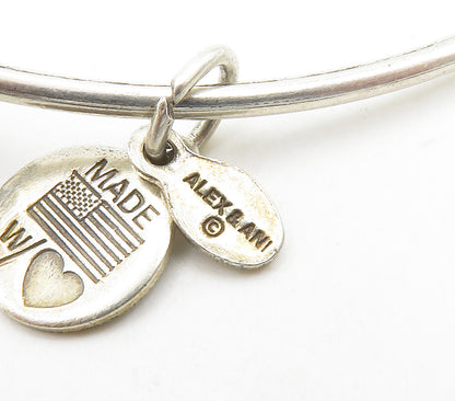 ALEX & ANI 925 Silver  Vintage Ship Anchor Charmed Bangle Bracelet  BT6117